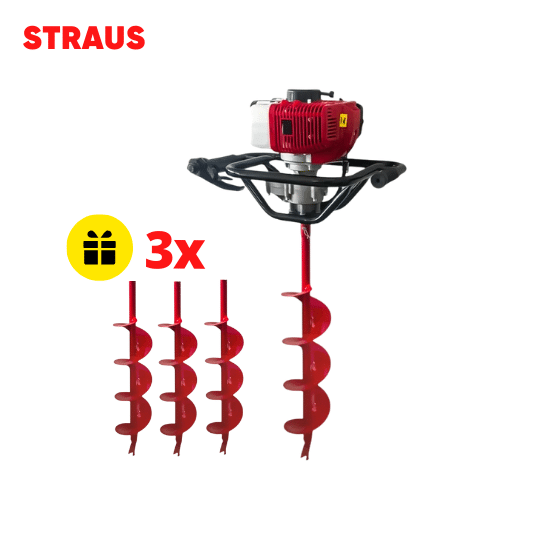 STRAUS ბენზო მიწის ბურღი 52CC + 3ც ბურღის პირი